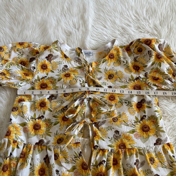 Ganni Inspired Puff Sleeve Tie Front Floral Blouse XS - Picture 4 of 9